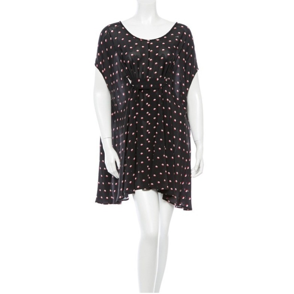 Issa London Black Silk Polka Dot Tent Dress Cap Sleeve Designer | Size 6 | $198